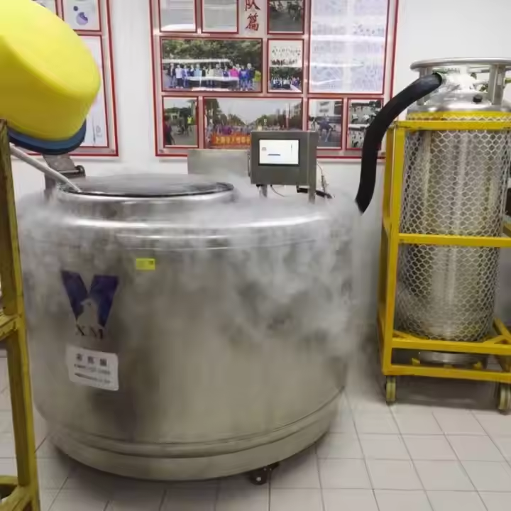 使用液氮罐凍存，外部結(jié)霜